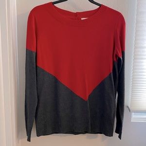 Red & grey button down back sweater